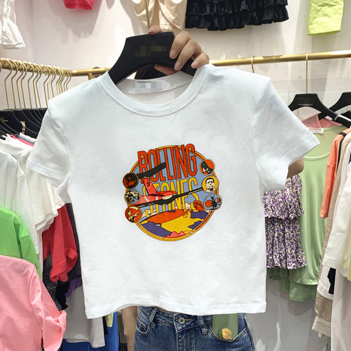 Women's Short-Sleeve T-Shirt with Creative Print Design and Loose Fit