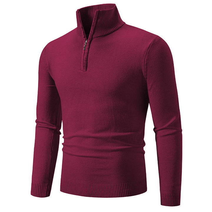 Men's elegant knitted sweater with stand-up collar and zipper Lisslune