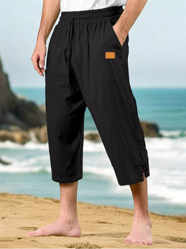 Men's leisure pants made of breathable cotton with adjustable drawstring Lisslune
