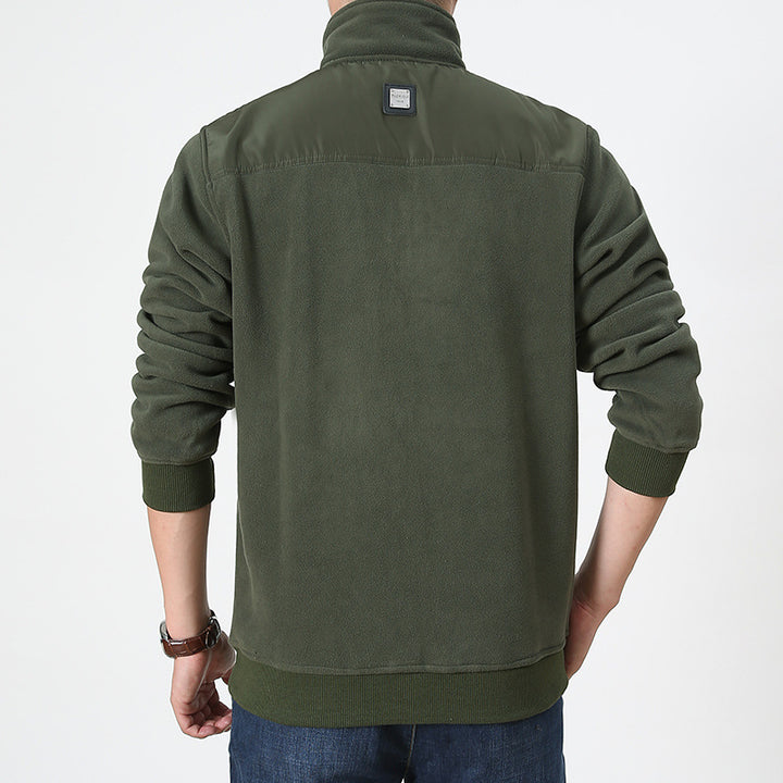 Men's Fleece Pullover with Quarter Zipper and High Collar Lisslune