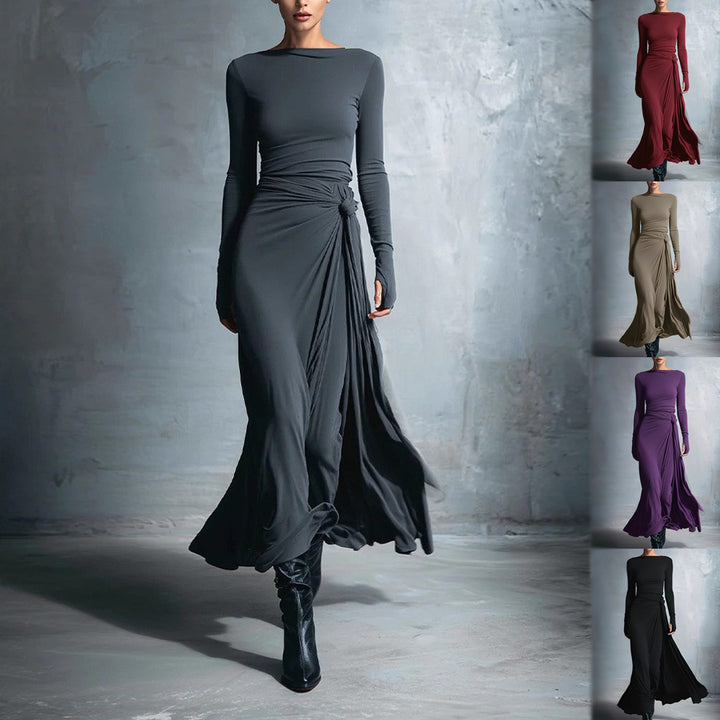Women's elegant evening dress with long sleeves and wrap design Lisslune