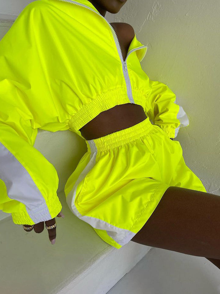 Women's Sporty Short Jacket and Shorts Set Lisslune
