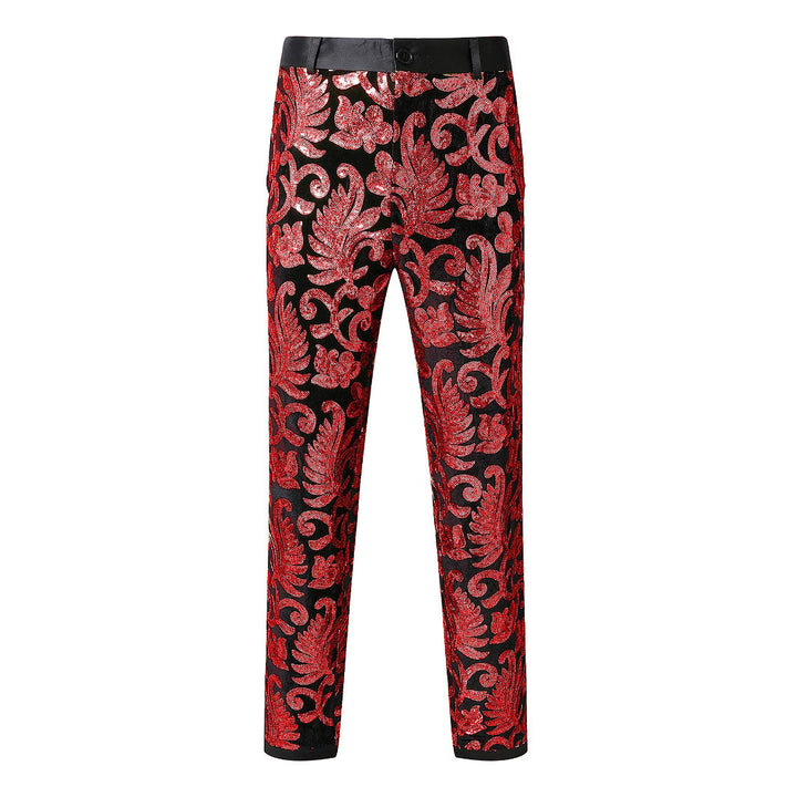 Men's Glittering Event Pants with Floral Pattern Lisslune