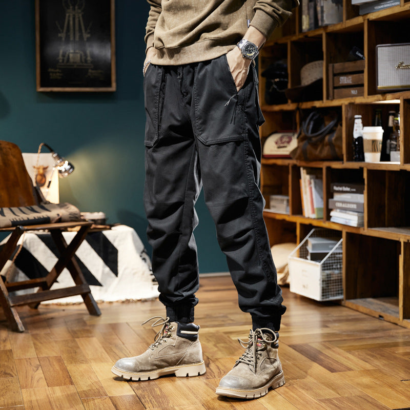 Men's Cargo Pants with Elastic Waistband and Practical Side Pockets Lisslune