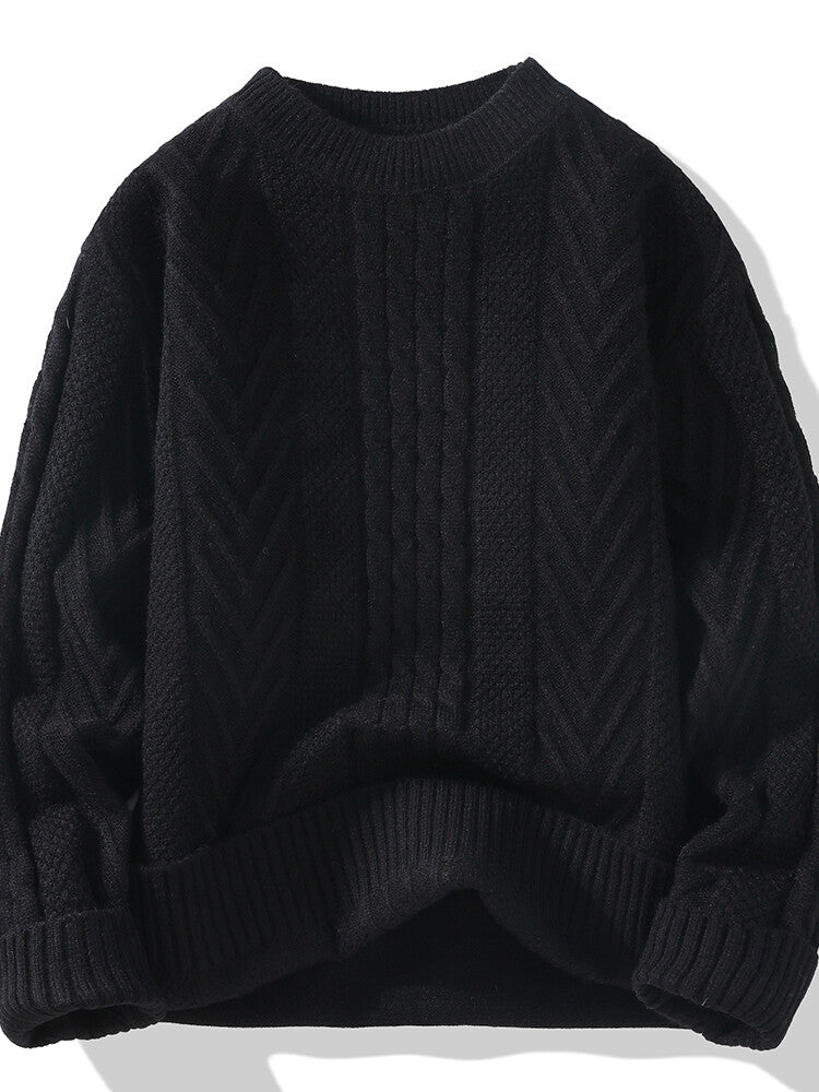 Men's chunky knit sweater with cable pattern and casual cut Lisslune