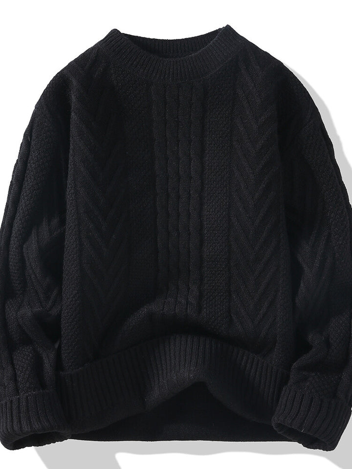 Men's chunky knit sweater with cable pattern and casual cut Lisslune