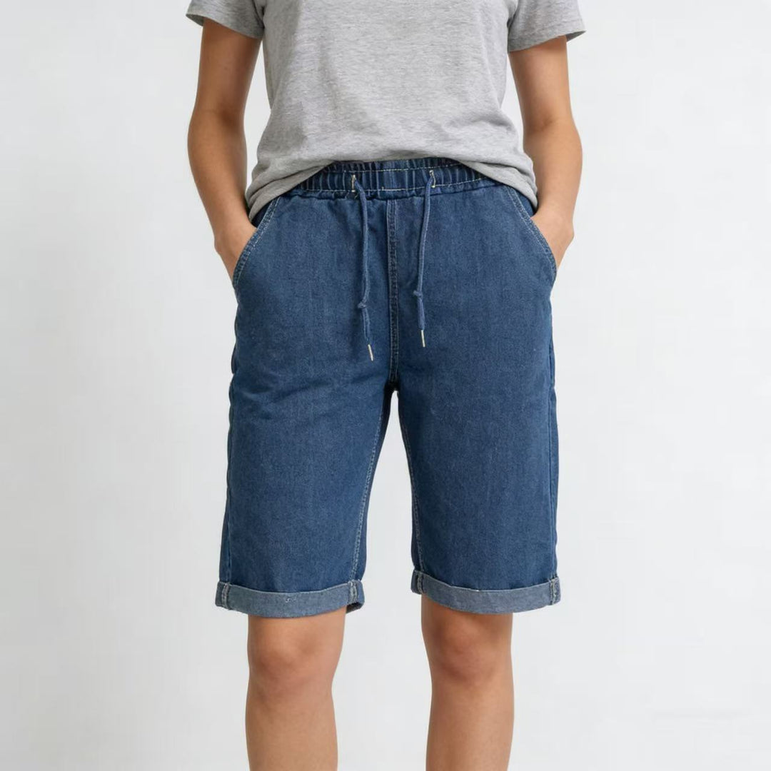 Women's denim shorts with elastic waistband and practical pockets Lisslune