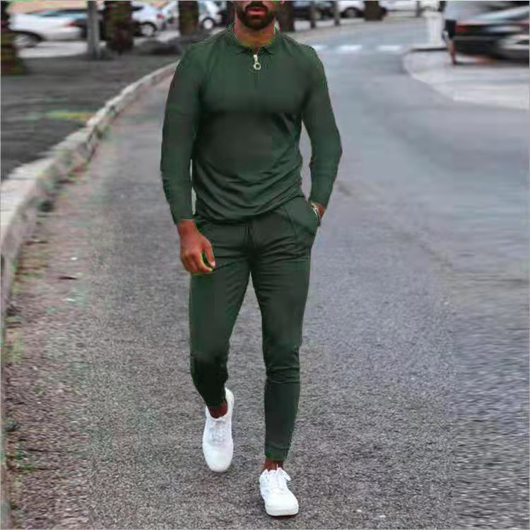 Men's sporty set with modern stand-up collar and functional zipper Lisslune