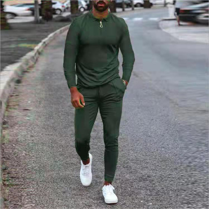 Men's sporty set with modern stand-up collar and functional zipper Lisslune