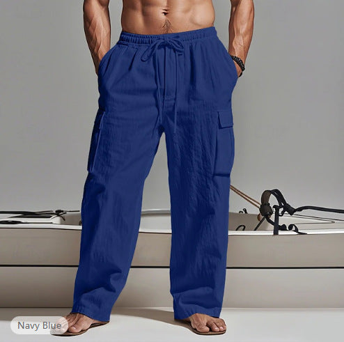 Men's cargo pants with elastic waistband and practical side pockets Lisslune