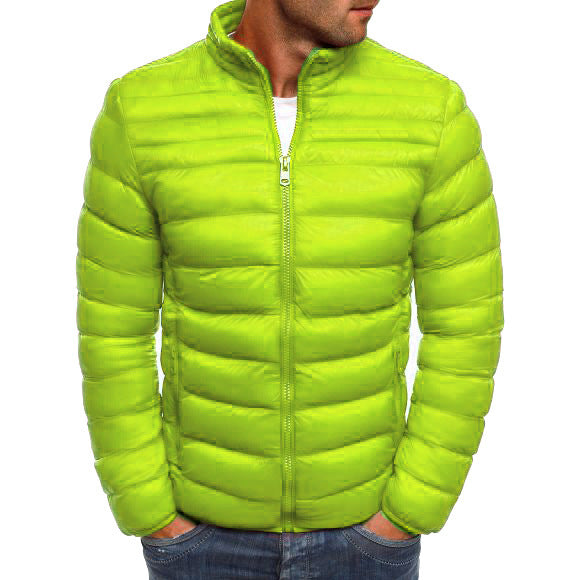 Men's fashionable quilted jacket with high collar and side zip pockets Lisslune
