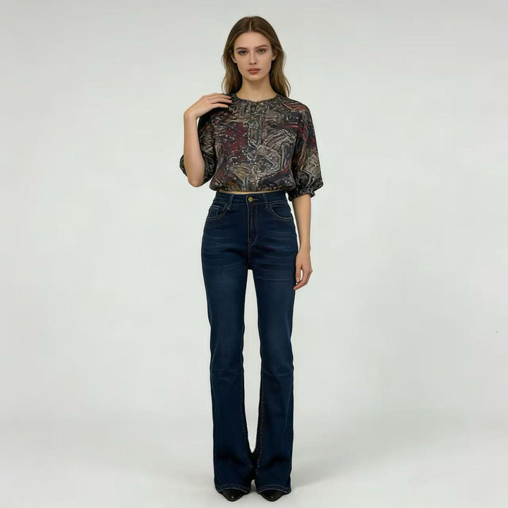 Women's high-waisted bootcut jeans in elegant design Lisslune