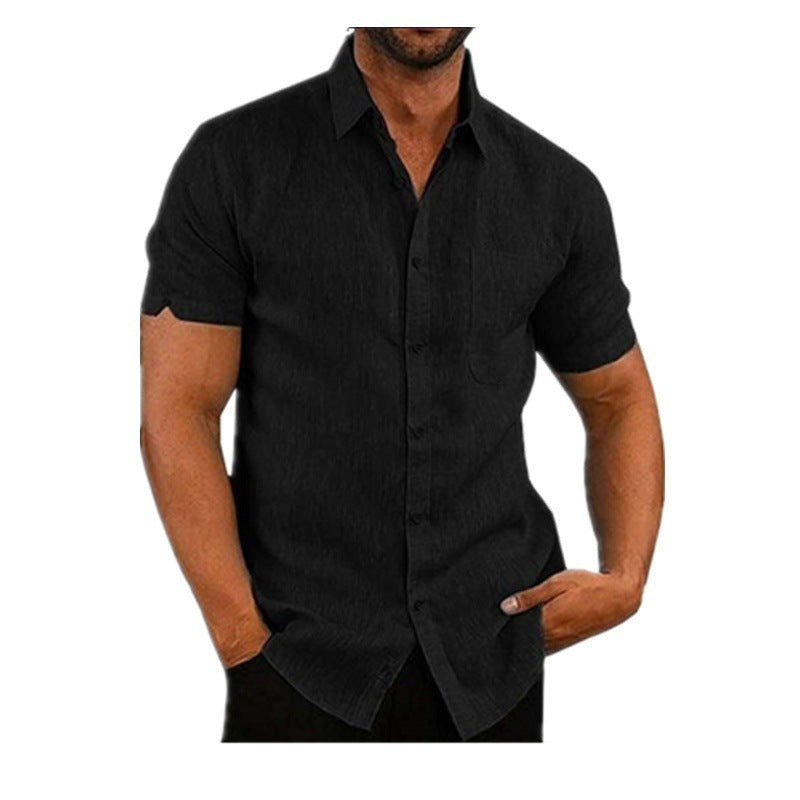 Men's short-sleeve shirt with textured fabric and fashionable cut Lisslune