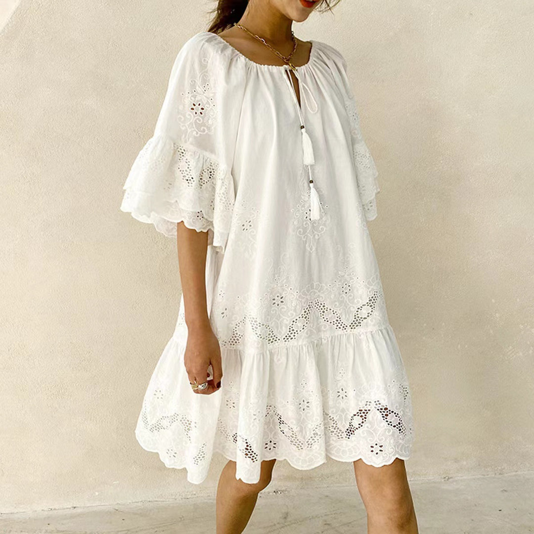 Ladies Airy Summer Dress with Lace Decorations Lisslune