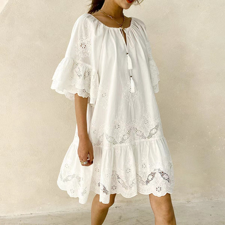 Ladies Airy Summer Dress with Lace Decorations Lisslune