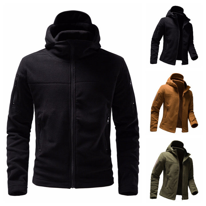 Men's fleece jacket with hood and functional pockets Lisslune