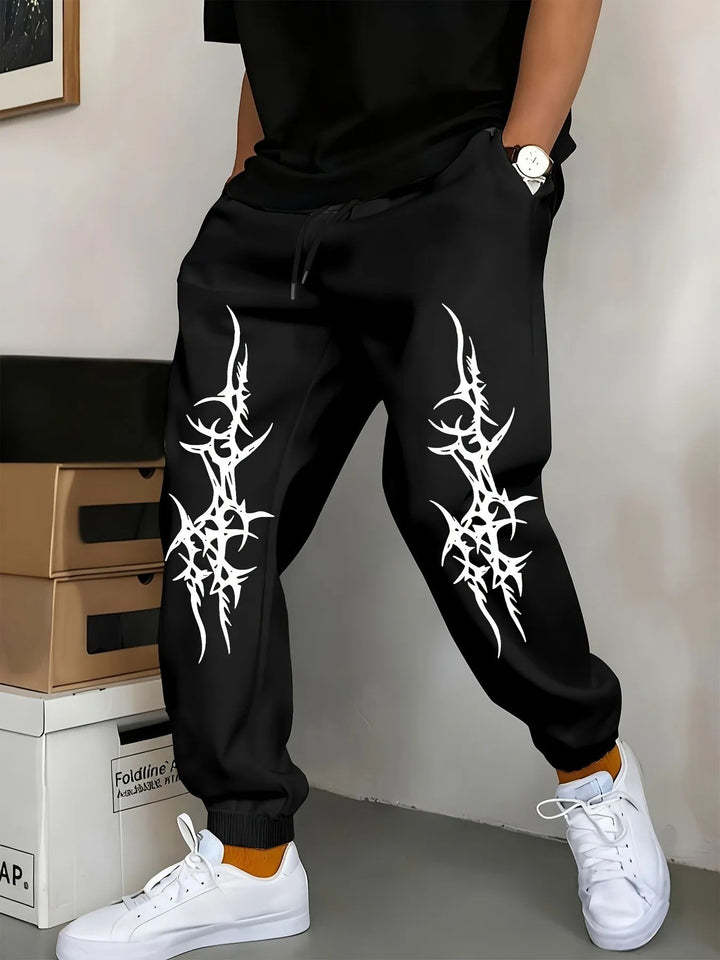 Men's Relaxed Fit Jogging Pants with Eye-Catching Graphic Design Lisslune