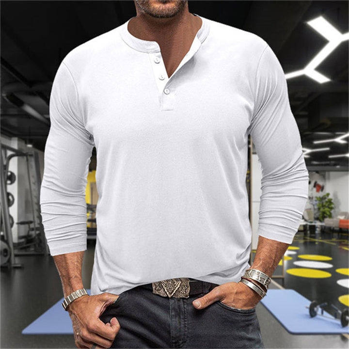 Men's Long Sleeve Henley Shirt made of breathable cotton blend Lisslune