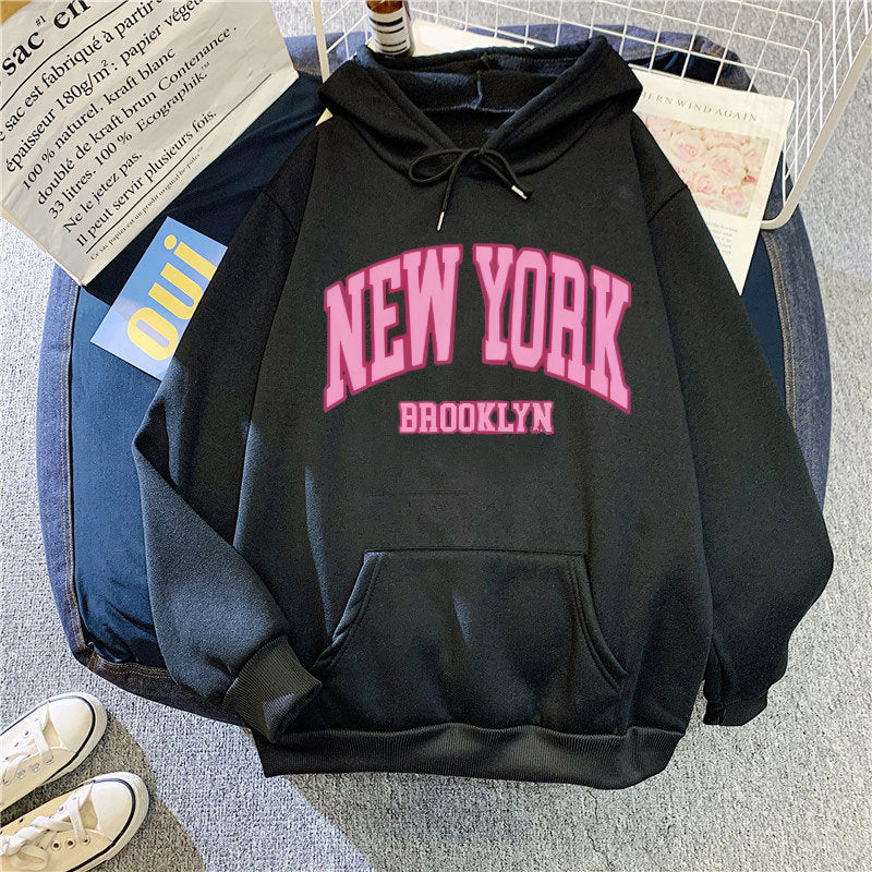 Women's hoodie with trendy New York Brooklyn print Lisslune