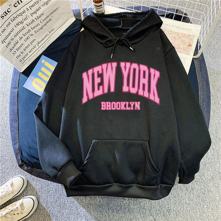 Women's hoodie with trendy New York Brooklyn print Lisslune