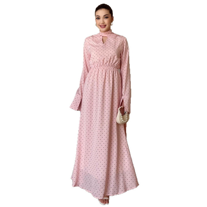 Women's maxi dress with elegant dots and stylish slit Lisslune
