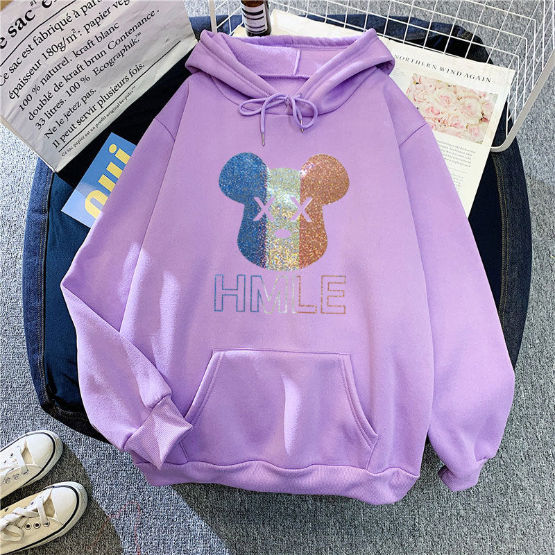 Women's hoodie with artistic bear motif Lisslune