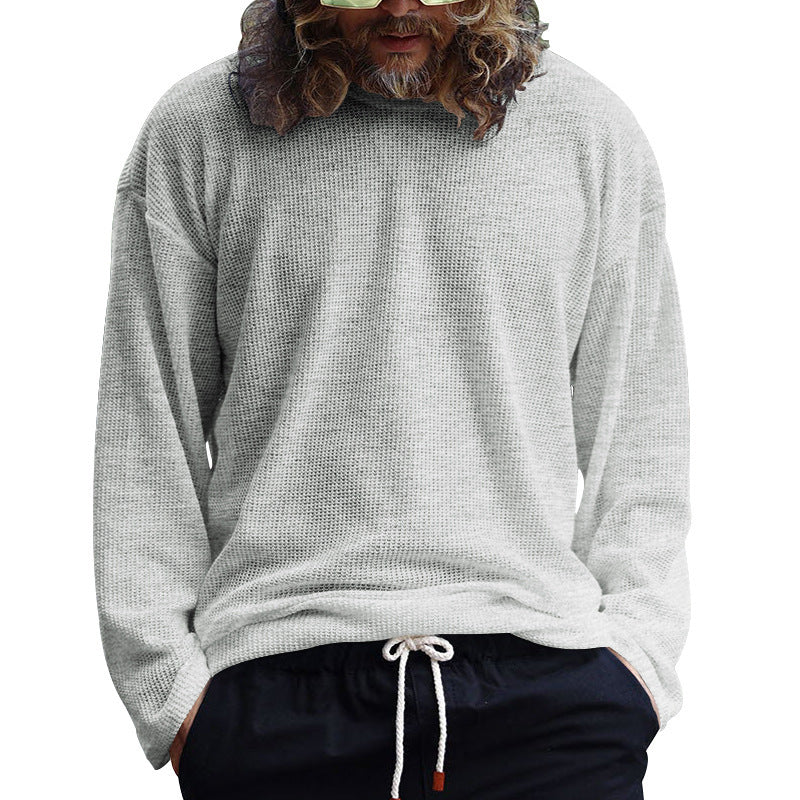 Men's casual long-sleeved T-shirt with textured surface and modern round neck Lisslune