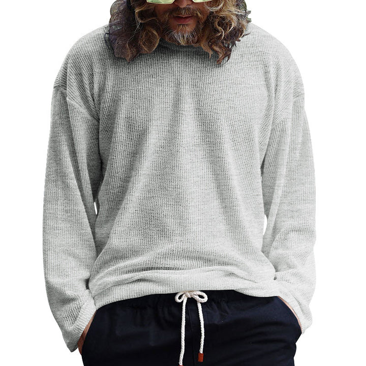 Men's casual long-sleeved T-shirt with textured surface and modern round neck Lisslune