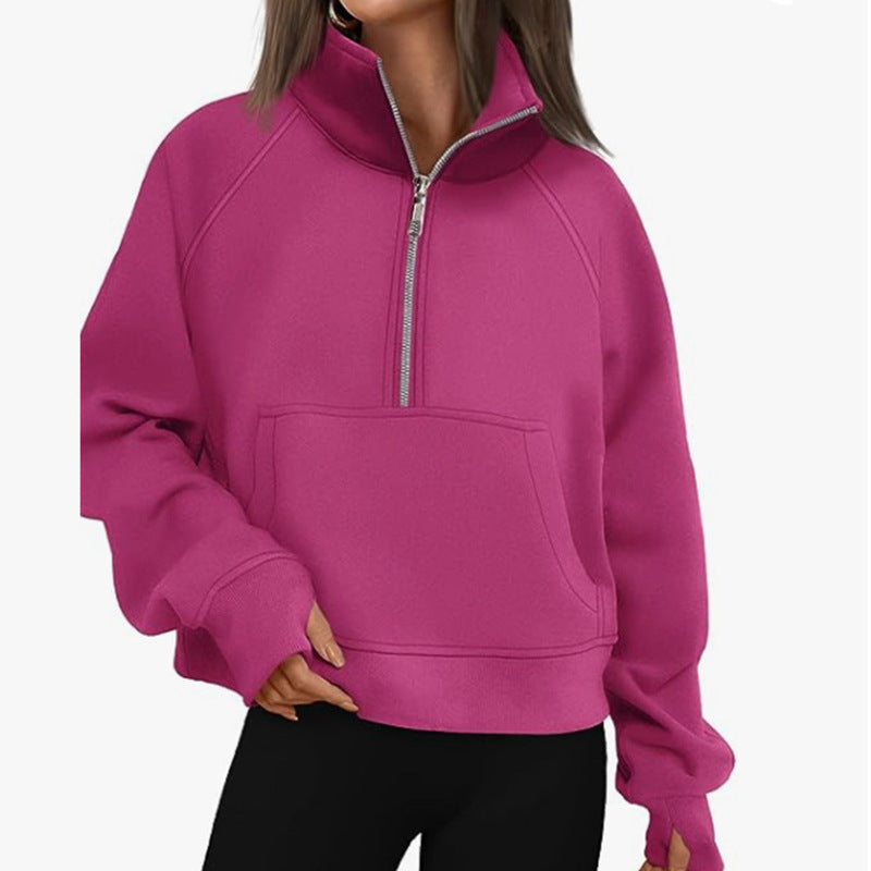 Women's Sporty Hoodie with High Collar Lisslune