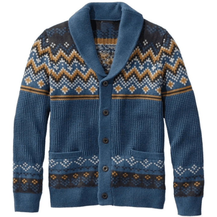 Men's cardigan with traditional Norwegian pattern and large pockets Lisslune