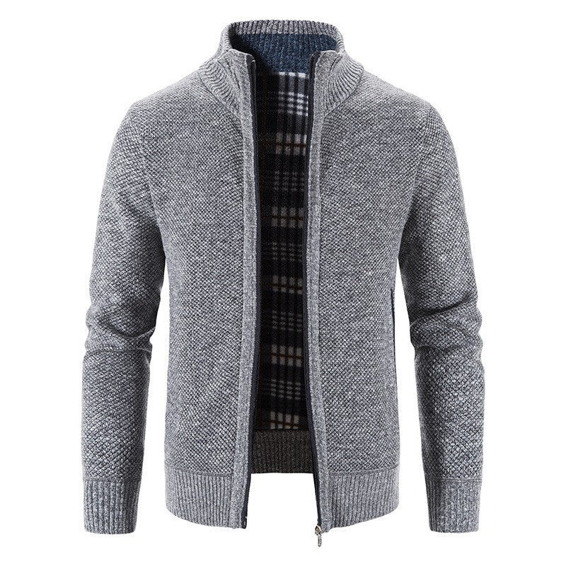 Men's Cardigan with High Collar and Luxurious Lining Lisslune