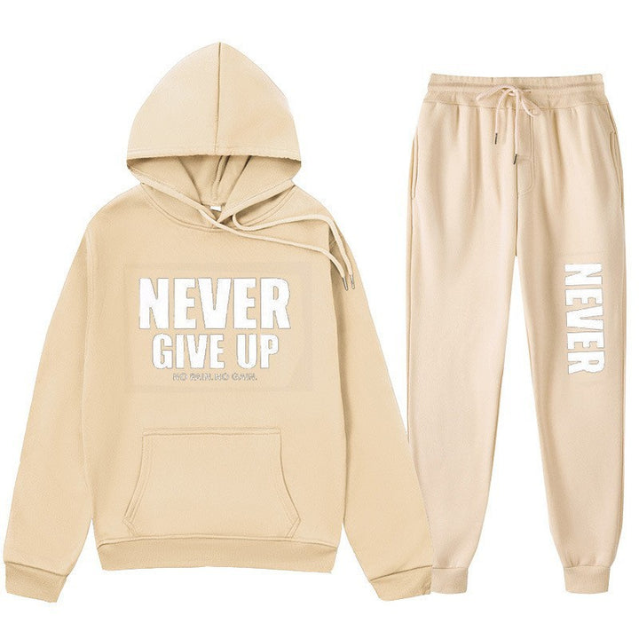 Women's training pullover and jogging pants in motif set with motivating print Lisslune