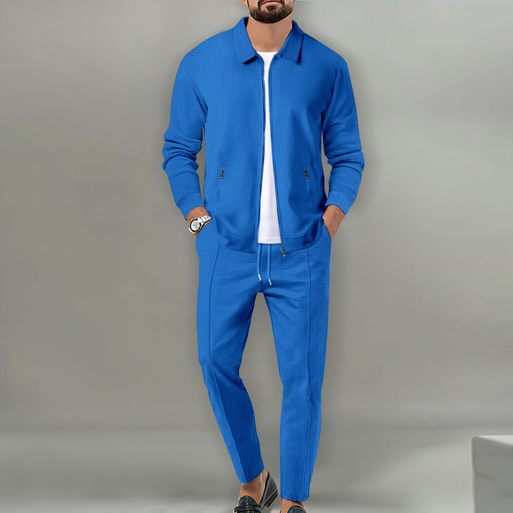 Men's sporty suit set with fashionable zipper and elastic waistband Lisslune