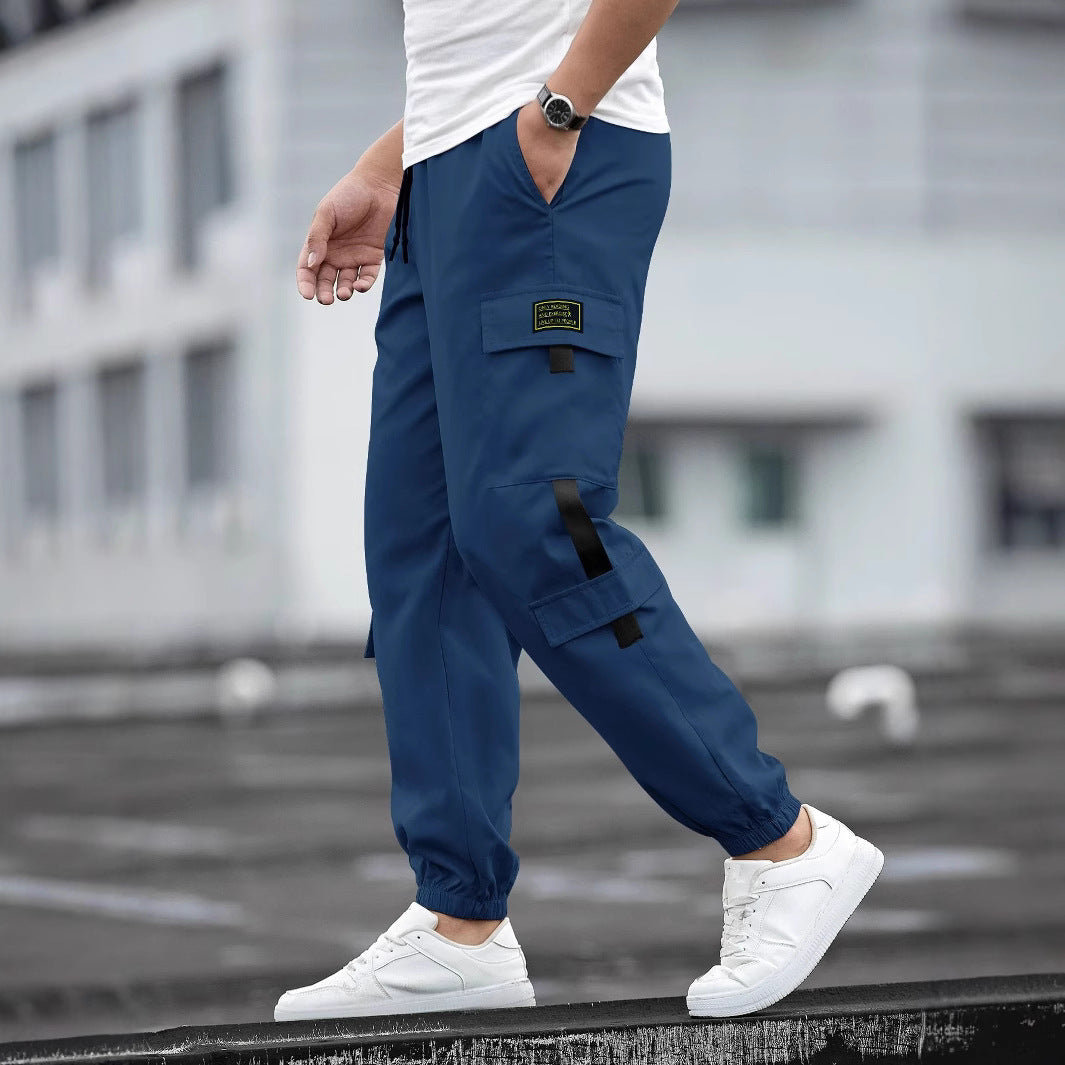 Men's cargo pants with functional pockets and elastic waistband Lisslune