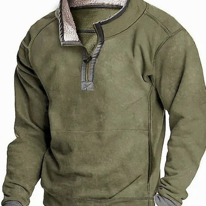 Men's fleece sweater with high collar and practical zipper Lisslune