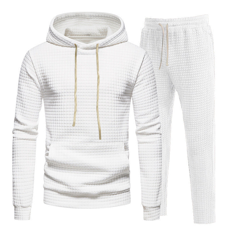 Men's Sporty Hoodie Set with Fashionable Textured Design and Elastic Cuffs Lisslune