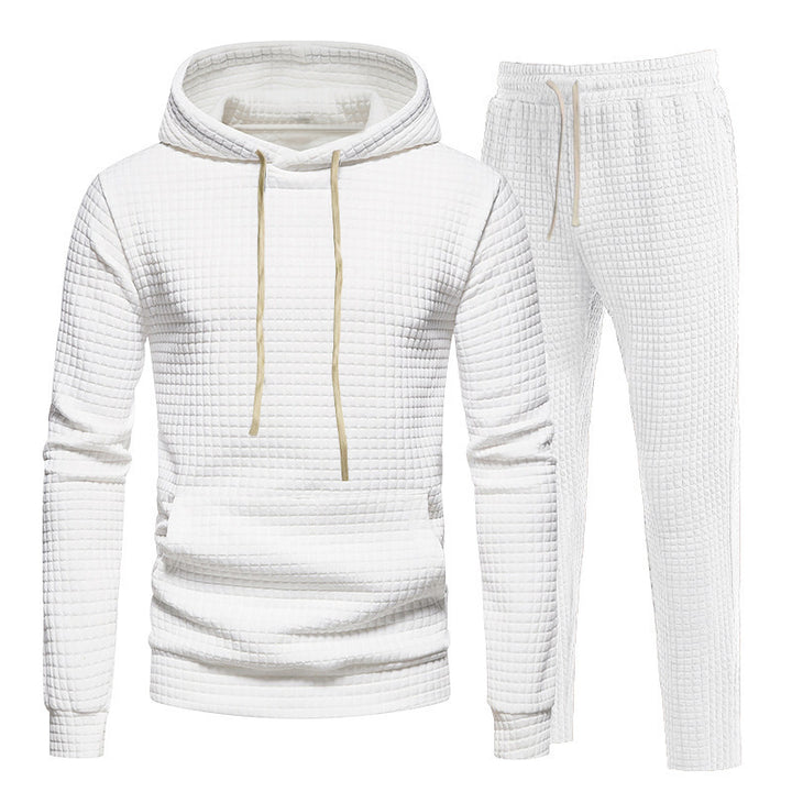 Men's Sporty Hoodie Set with Fashionable Textured Design and Elastic Cuffs Lisslune