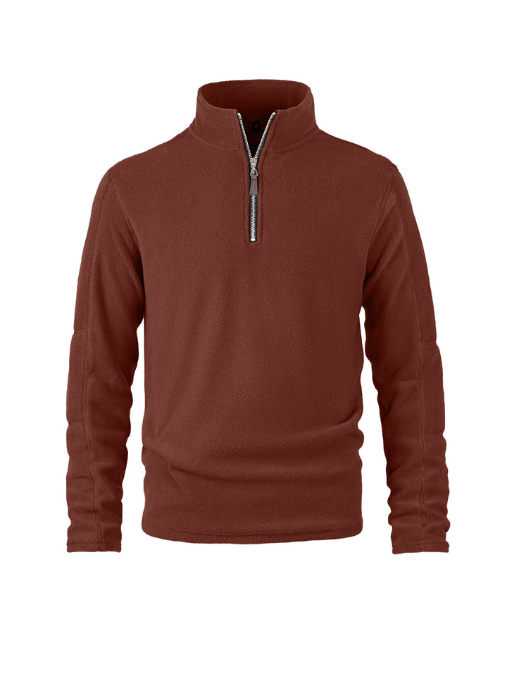Men's fleece pullover with half zipper and high collar Lisslune