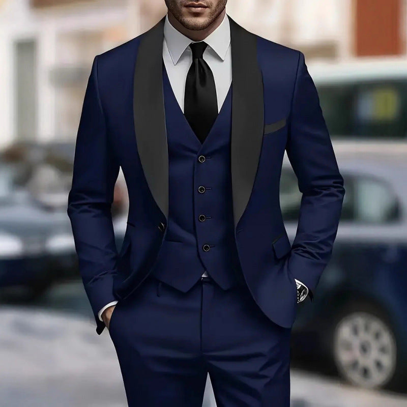 Men's elegant suit with slim fit and luxurious satin lapel Lisslune