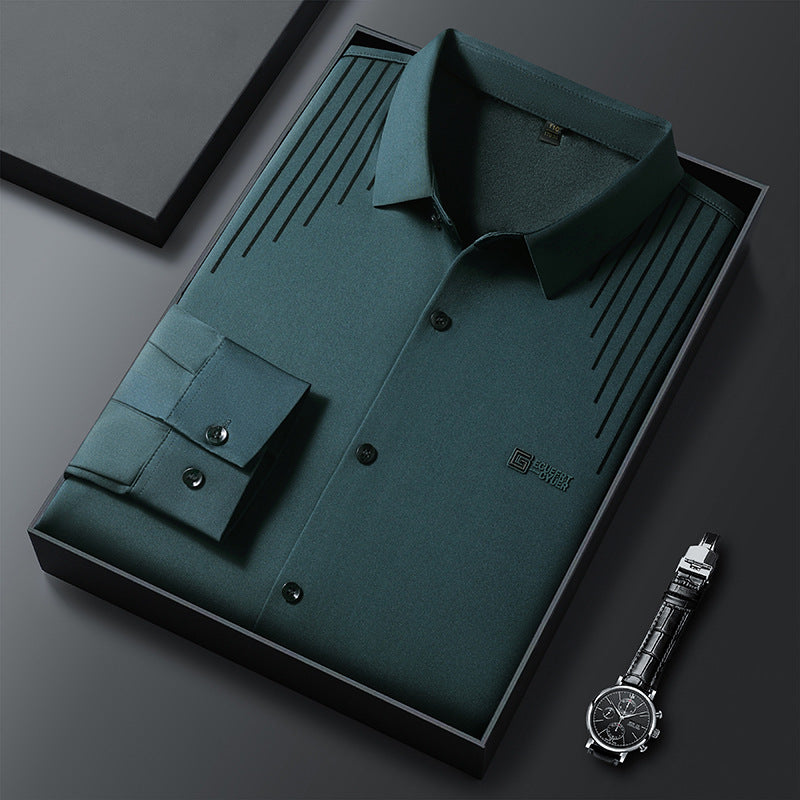 Men's Classic Long Sleeve Shirt with Textured Design Lisslune