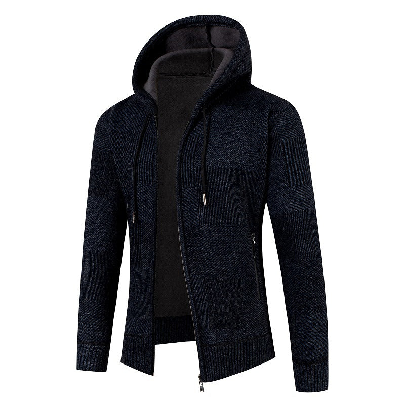 Men's cardigan with padded hood and modern waffle pattern Lisslune