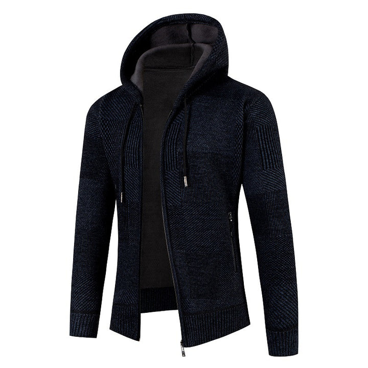 Men's cardigan with padded hood and modern waffle pattern Lisslune