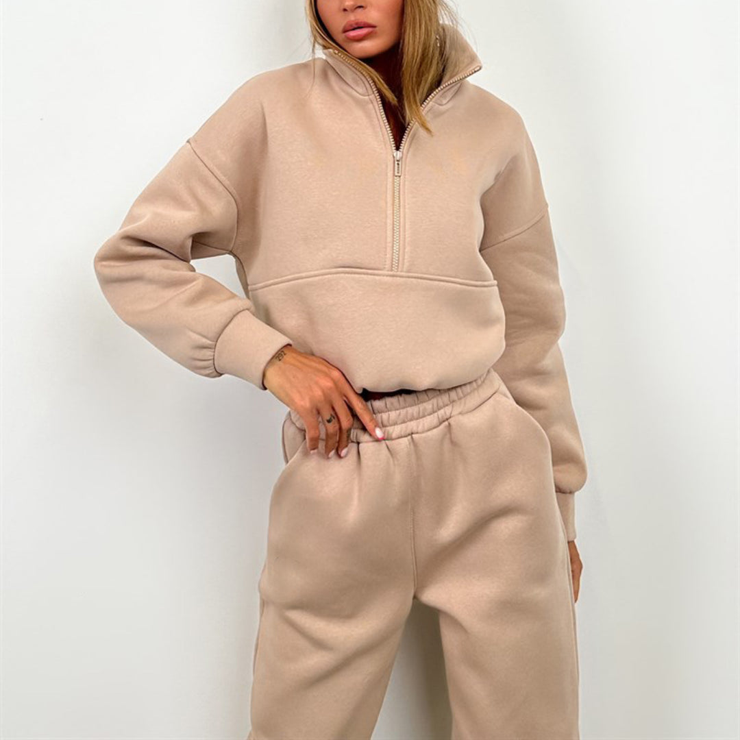 Women's sporty loungewear set with high collar and elastic waist Lisslune