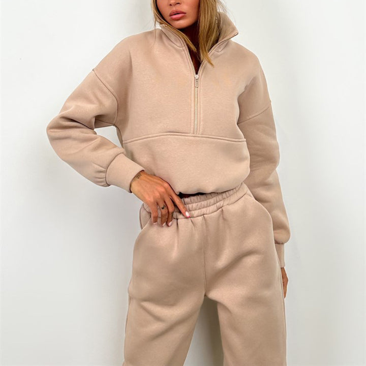 Women's sporty loungewear set with high collar and elastic waist Lisslune
