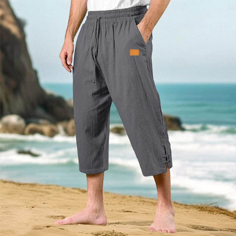 Men's leisure pants made of breathable cotton with adjustable drawstring Lisslune