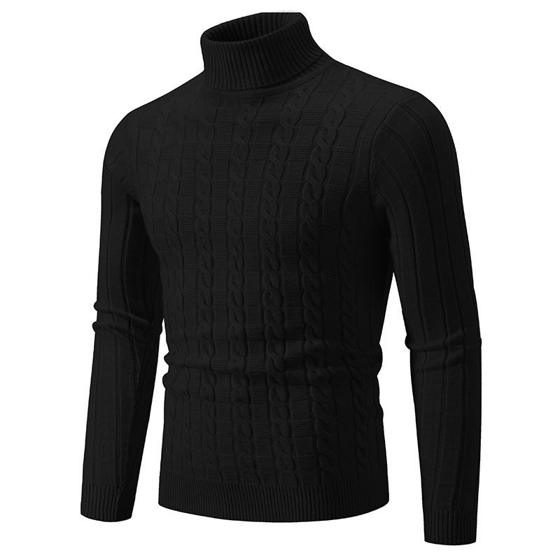 Men's stylish turtleneck sweater with textured cable design Lisslune