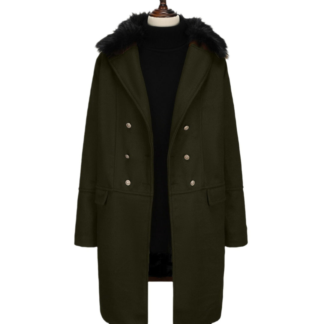 Men's elegant long coat with luxurious fur collar Lisslune