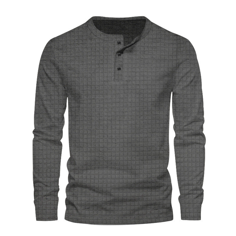 Men's long sleeve shirt with textured fabric and button placket Lisslune