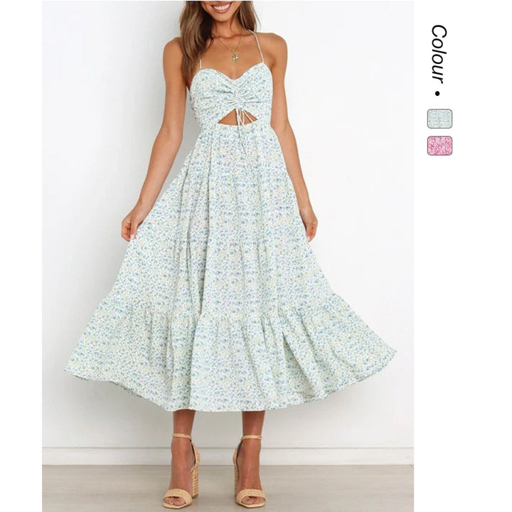 Women’s maxi dress with sophisticated cut-out and flowing skirt Lune London