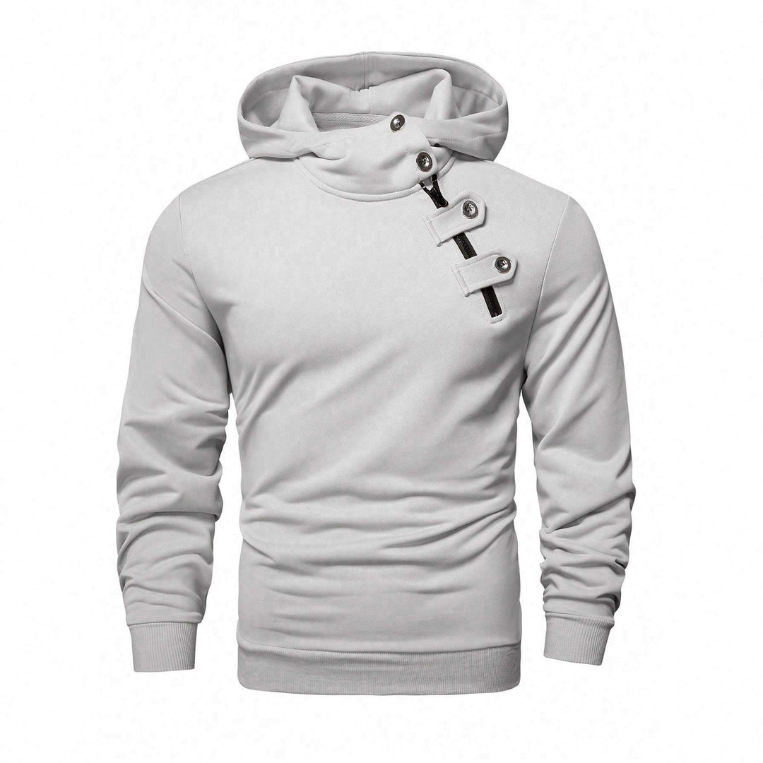 Men's Stylish Hoodie with Asymmetrical Zipper Lisslune